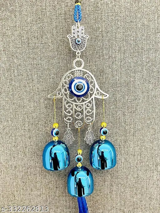 Evil Eye Wind Chime set of 3 bells, metal material, designed for home & office, enhances positive vibes & removes negative energy, handcrafted in India