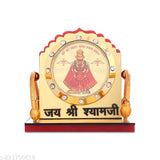 Golden plastic Khatu Shyam ji idol for car dashboard or temple decor, 10cm x 10cm x 10cm