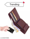 Brown faux leather men's wallet, compact design with 2 compartments, budget-friendly accessory, Indian origin