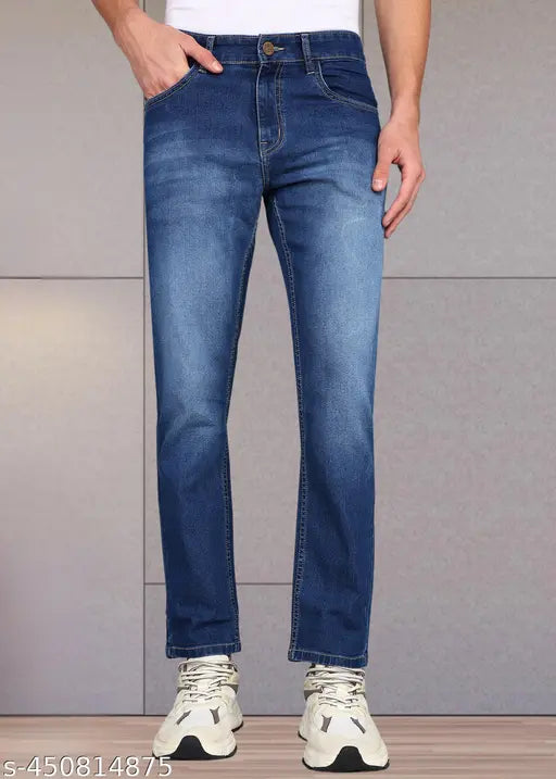 Stylish blue denim jeans, rustic blooms brand