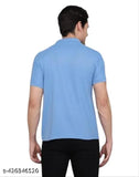 Sky Blue Cotton Blend Boy Man Polo T-shirt with short sleeves, ribbed polo collar, comfortable chest pocket, regular fit, suitable for various occasions, made by Tejas Fabric Collection in India