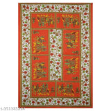 Jaipuri Orange Cotton Bedsheet with Elephant Print, 100% Cotton