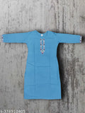 Embroidered woolen three-quarter sleeve girl's kurta, end sleeves