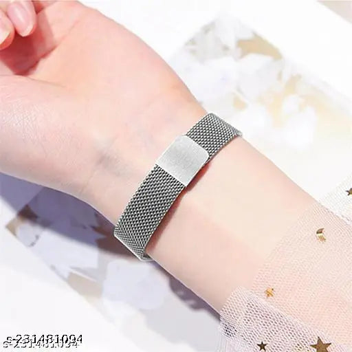 Black and silver heart butterfly analog watch with a steel chain, designed for girls