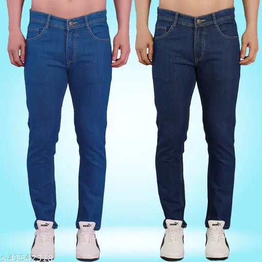 Nivasu blue denim combo (2pcs): lightweight, comfortable jeans for summer, dyed/washed, size 28 (waist 28in, length 40in), made in India