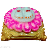 Pink marble Sai Baba religious footprint idol (8cm), exotic addition to Pooja room decor, handcrafted in India
