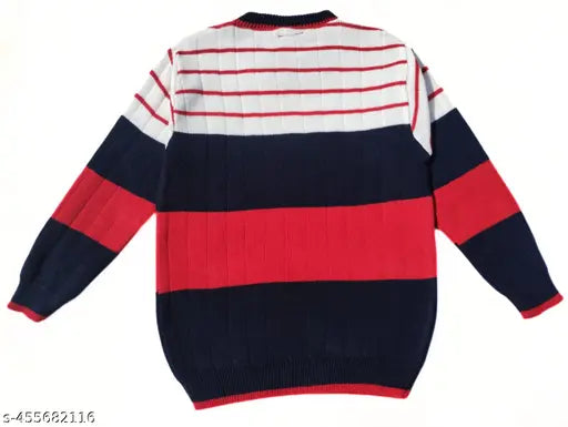 Wool colorblocked sweater for boys, elegant design in sizes 3-4 years and 4-5 years from India