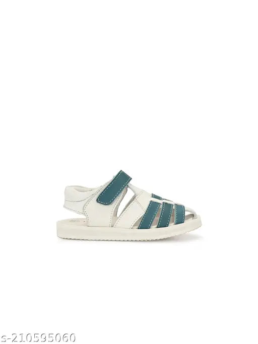 Kids boys casual outdoor fashion sandal, light blue with black straps and a light brown sole