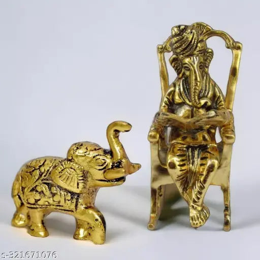 Gold, Ganesha, seated statue, paperweight, remedial, feng shui, vastu shastra, home decor, office interior