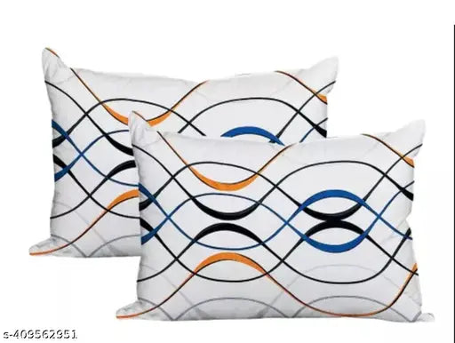 Afelix cotton, superfine double size elastic fitted bedsheet with 2 pillow covers, ideal for 6-inch mattresses, abstract pattern - summer season