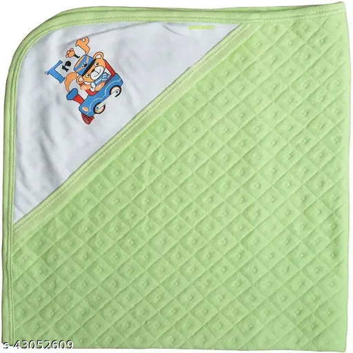 Fleece jacquard baby blanket, solid design for mild winter swaddling (12x13 inches)