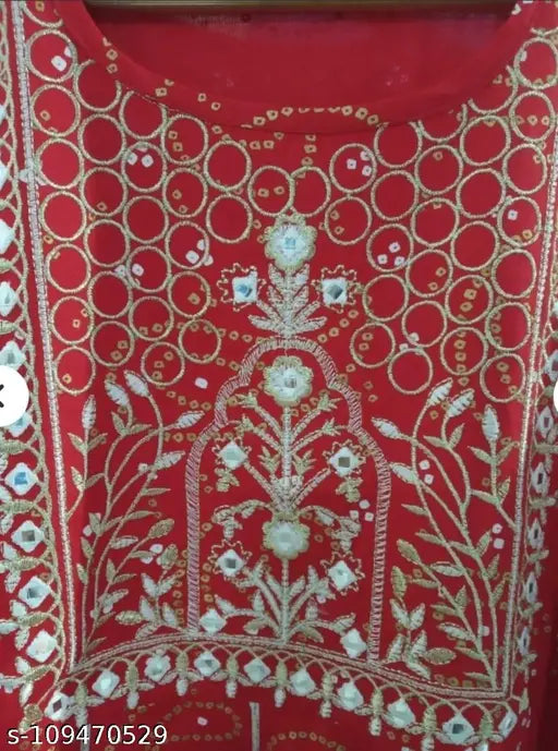 Stylish rayon anarkali kurti with printed embellishments, three-quarter sleeves