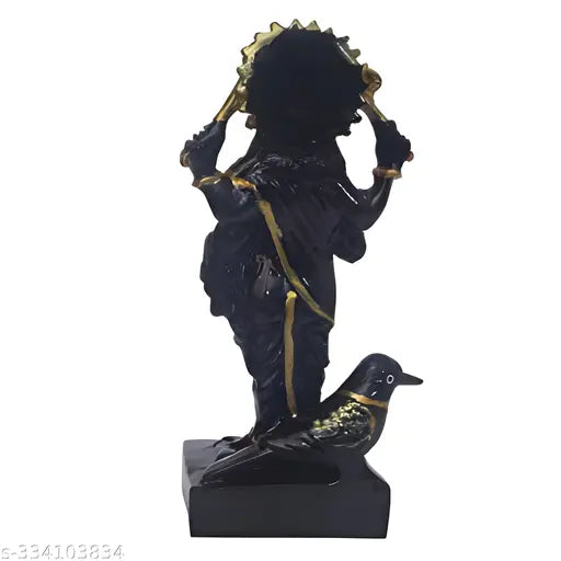 Marble dust Lord Shani dev idol, 20cm polyresin black handicraft showpiece for spiritual home decoration