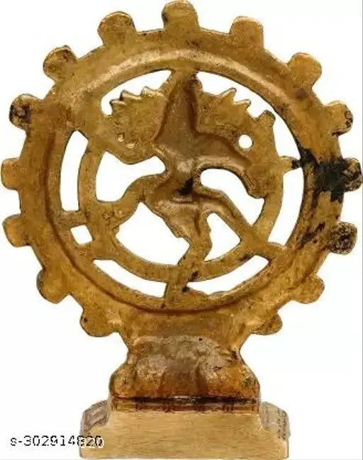 Metal Nataraj statue, gold plated dancing Shiva, home decor showpiece (19cm x 5cm x 15cm)
