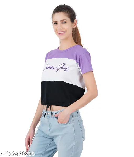Cotton printed half-sleeve Berry Street t-shirt, exclusive women's design with hip drawstring (XS-XXL)
