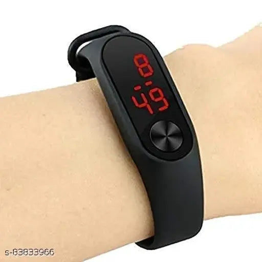 Silicone rubber strap digital led wrist watch band, black strap with led display