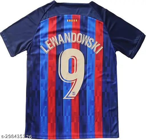 Striped short-sleeved Barcelona jersey in polyester, Lawendowski brand, size S/XXL