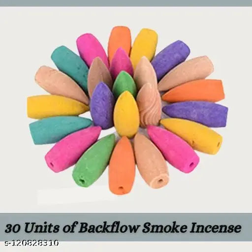Jiyansh creation combo pack of new series smoke fountain incense holders with 30 units of backflow incense cones