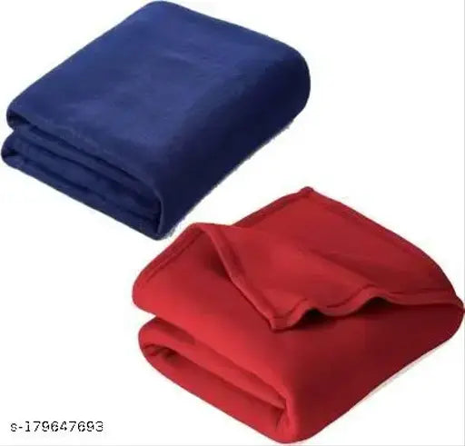 LiveWell solid fleece blanket set of 2, soft & warm, vibrant color palette, free size (87x57in), made in India