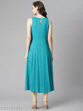 Teal kameez with V-neck and long sleeves