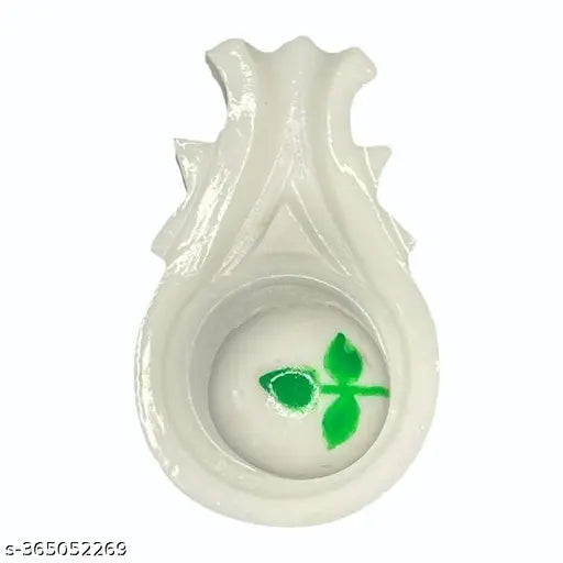 White Marble Shivling for home puja, Lord Shiva worship. Poly resin replica with dimensions L-5.5cm x B-3cm x H-5.5cm. Indian religious idol