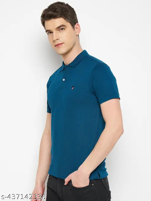 Men's cotton blend printed polo t-shirt with short sleeves, featuring logo on chest. Country of origin: India [M, L, XXL, XXXL]