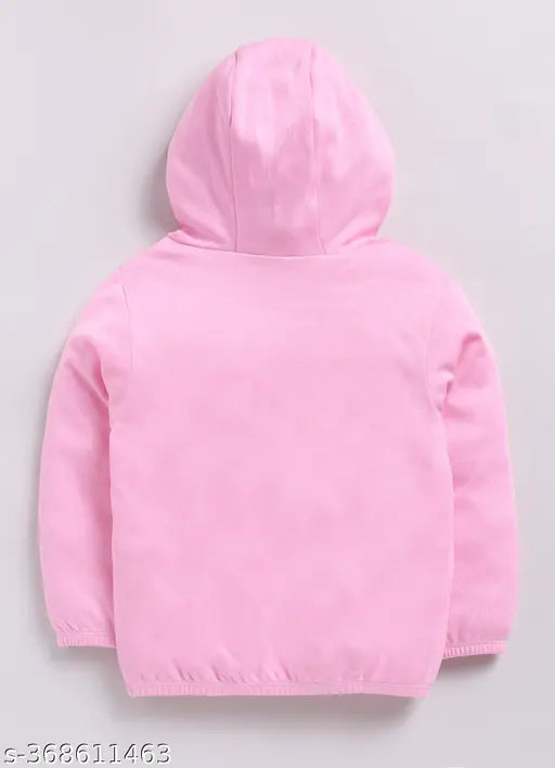 Pink cotton Mimino girls allover printed full-sleeve sweatshirt for kids (3-4 years or 7-8 years), India origin