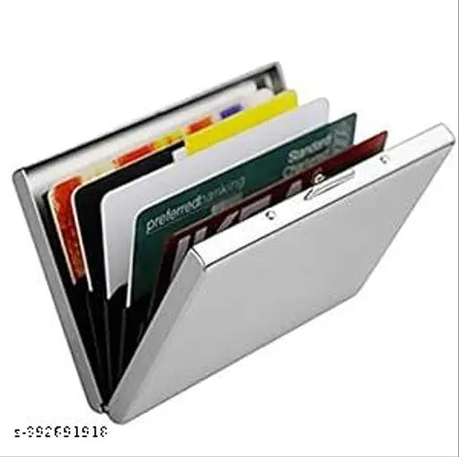 Super black shine finish metal executive card holder set (1), sturdy and sleek for professional ID/ATM use