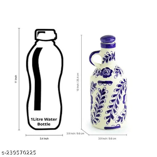 Beige ceramic oil dispenser, 1 liter capacity for kitchen storage and cooking oil. Unique spill-proof design, ideal for dining areas or kitchen decor