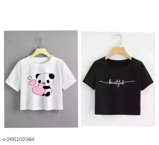 Printed cotton blend crop top, premium bio-washed for a stylish look and western feel, pair with jeans or leggings