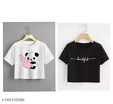 Printed cotton blend crop top, premium bio-washed for a stylish look and western feel, pair with jeans or leggings