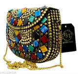 Golden metal clutches, womens fashionable clutch bag