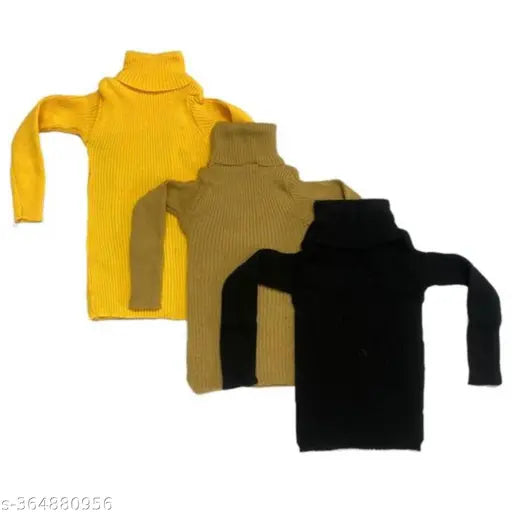 Woolen kids sweaters combo for boys and girls in various sizes (0-1yrs, 1-2yrs, etc.), solid design, India origin