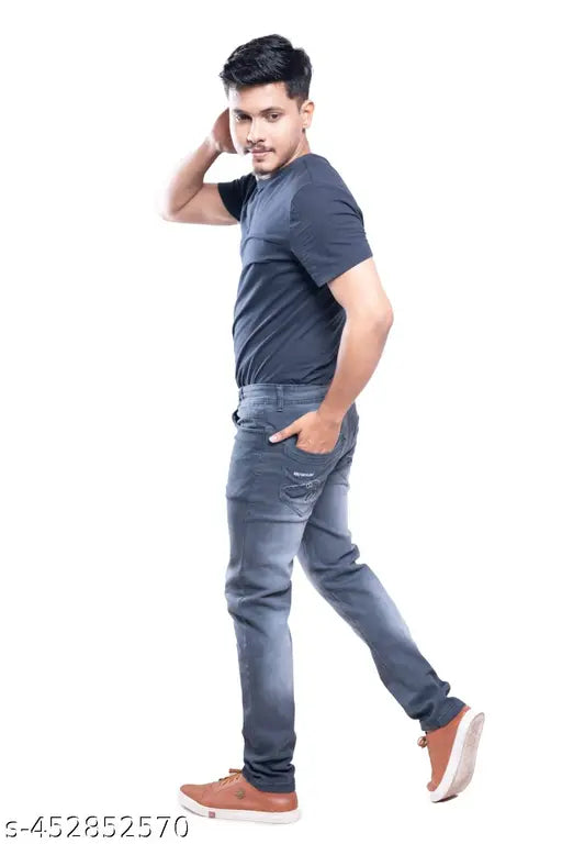 Dyed/washed men's denim jeans, size options from 28-40 inches. Quality denim for casual wear