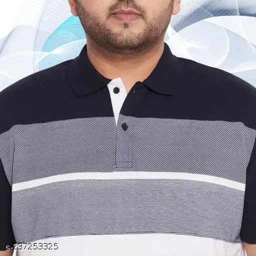 Multicolor printed cotton blend polo half-sleeve t-shirt for men, stylish Wild West design, white and black stripes