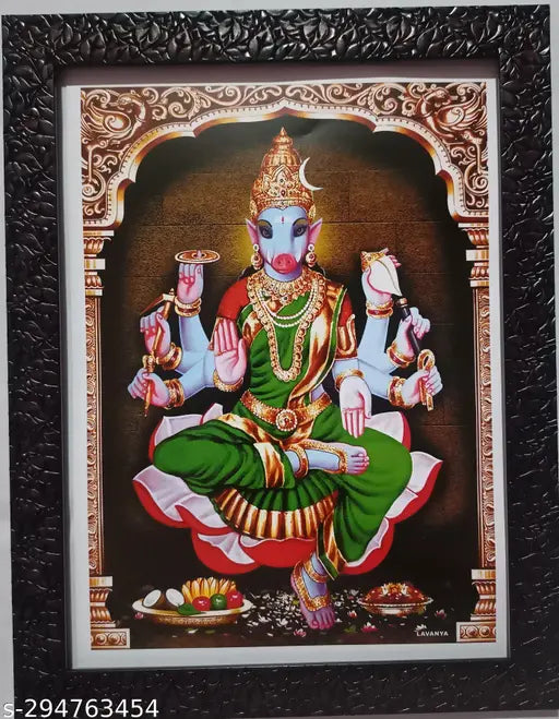 Synthetic resin Indian 9x12 inches Varahi Amman Devi photo frame for home decor