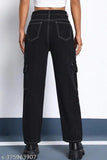 Black cargos with white stitching