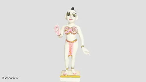 9-inch marble ISKCON Radha Krishna Murti Idol - Elegant Pooja room decor, versatile home decor and exquisite wedding gift