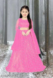 Embroidered Kids Net Lengha & Choli for parties/festivals, traditional Indian wear