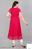 Bright pink embroidered kameez with white pants