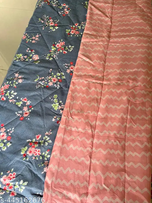 Blue-pink cotton blend single bed comforter, 43x57cm, India origin