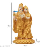 Gold-plated resin Radha Krishna idol (19cm x 11cm), home decorative item for living rooms, offices, mandirs, or gifting