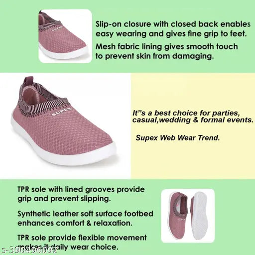 Mesh slip-on printed ballerina shoes, latest SUPEX women's casual footwear (IND-5 to IND-9), made in India