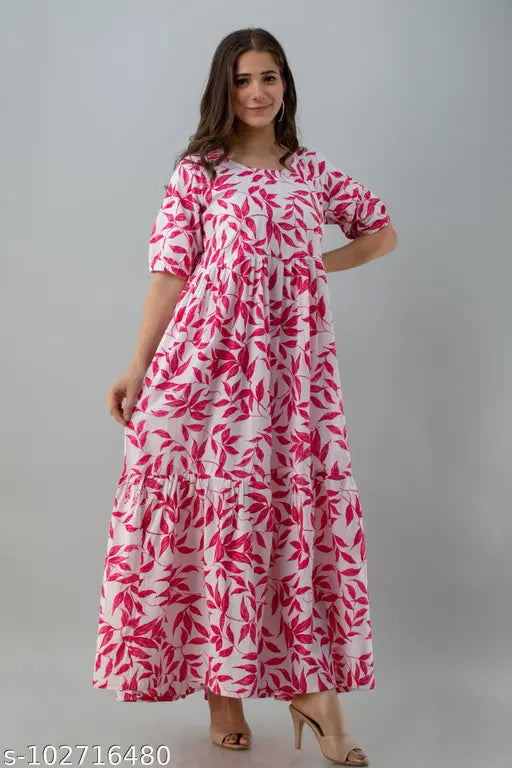 Long, floral print kurta with full sleeves and a buttoned front