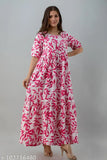 Long, floral print kurta with full sleeves and a buttoned front