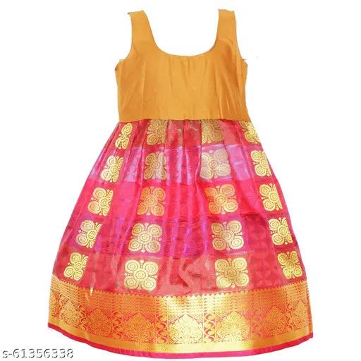 Cotton silk Ponni Pattu Lehengha Choli for girls, floral stitch design on Indian traditional wear