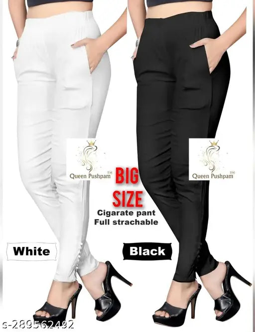 Solid cotton cigar pants for women and girls, available in multiple sizes from 28-XXL
