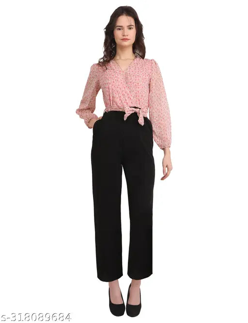 Stylish lycra jumpsuit for women, printed net party wear in weightless georgette fabric with long sleeves, perfect for any occasion. Made in India