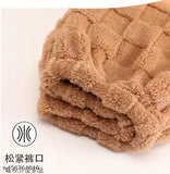 Winter jacquard wool night suits for women in solid colors, long-sleeve fleece round pajama set