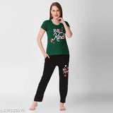 Printed polycotton Klaxxy top and pajama set, perfect for lounging in style